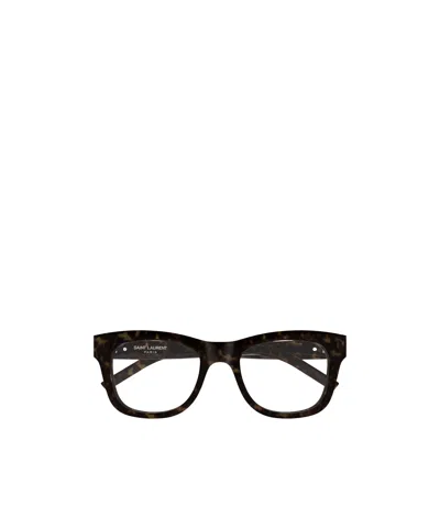 Saint Laurent Eyewear Square Frame Glasses In Brown