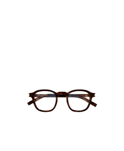 Saint Laurent Eyewear Square Frame Glasses In Brown