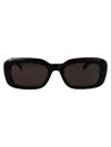 Saint Laurent Logo-plaque Rectangle-frame Sunglasses In 001 Black Black Black