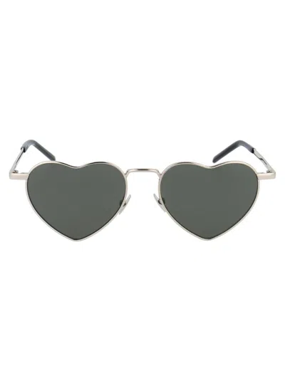Saint Laurent Eyewear Heart Frame Sunglasses In Silver