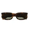 Saint Laurent Eyewear Rectangular Frame Sunglasses In 002 Havana Havana Green