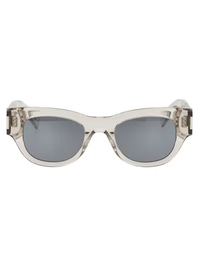 Saint Laurent Eyewear Sunglasses In 003 Beige Beige Silver