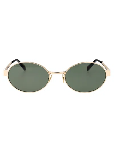 Saint Laurent Eyewear Sunglasses In 003 Gold Gold Green