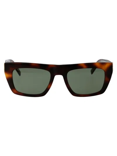 Saint Laurent Eyewear Sunglasses In 003 Havana Havana Green