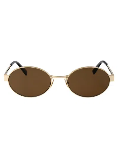 Saint Laurent Sl 692 Sunglasses In 004 Gold Gold Brown