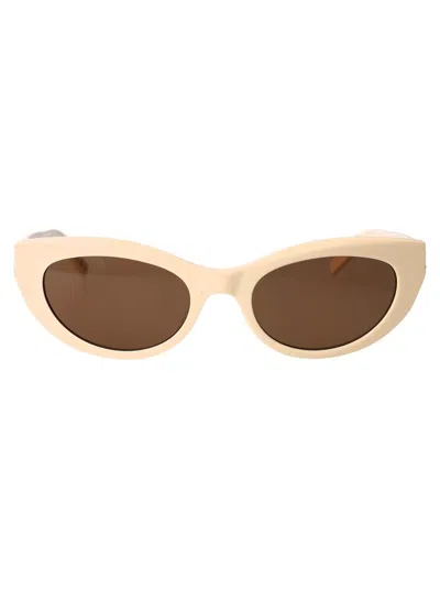 Saint Laurent Eyewear Sunglasses In 004 Ivory Ivory Brown