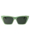 Saint Laurent Green-green-grey Acetate Sunglasses In Green