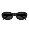 Saint Laurent Oval Frame Sunglasses Metal Hinges In Black