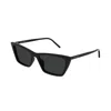Saint Laurent Sl 737 Mica Thin Linea Sl Logo 001 Black Black Sunglasses In Black