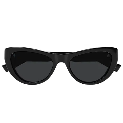 Saint Laurent Sl 676 Linea New Wave 001 Black Sunglasses In Black Black Black