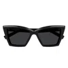 Saint Laurent Beveled Acetate Cat-eye Sunglasses In Black