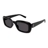 Saint Laurent Logo Acetate Rectangle Sunglasses In Black