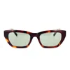 Saint Laurent Logo-plaque Cat-eye Sunglasses In Brown