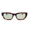 Saint Laurent Logo-plaque Cat-eye Sunglasses In Brown