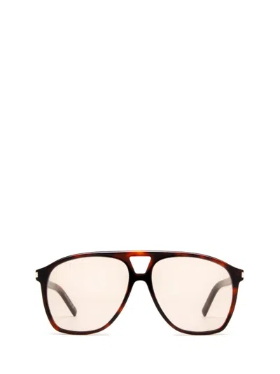 Saint Laurent Eyewear Aviator Frame Sunglasses In Brown