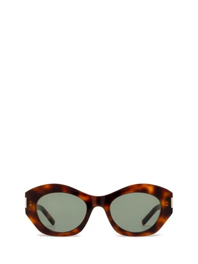 Saint Laurent Sl639 Round-frame Sunglasses In Brown