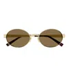Saint Laurent Sl 692 Feminine Fashion Icons Metal Oval Sunglasses In Gold