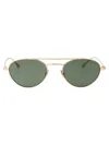 Saint Laurent Gold-gold-green Metal Sunglasses In Gold