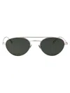 Saint Laurent Silver-silver-grey Metal Sunglasses In Green