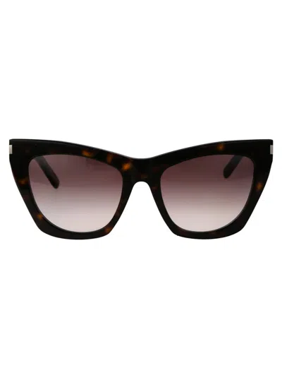 Saint Laurent Eyewear Kate Cat Eye Frame Sunglasses In Havana-havana-violet