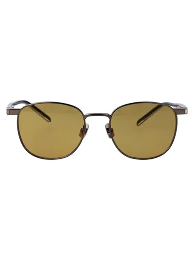 Saint Laurent Eyewear Sunglasses In Ruthenium-crystal-brown