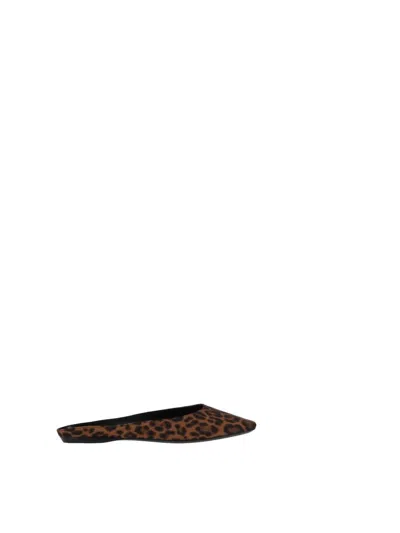 Saint Laurent Fabric Women Shoes Sandles Mid Heel Leather Sole In Brown