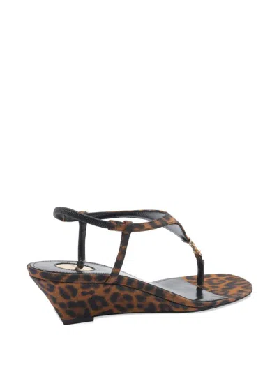 Saint Laurent Fabric Women Shoes Sandles Mid Heel Leather Sole