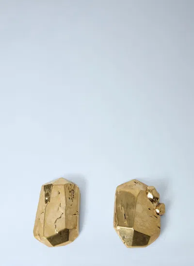 Saint Laurent Faceted Metal Stud Earrings In Gold