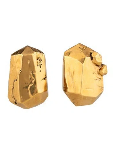 Pre-owned Saint Laurent Faceted Stud Clip On Earrings In Multicolor
