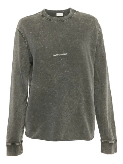 Pre-owned Saint Laurent Faded Logo T-shirt In Gray