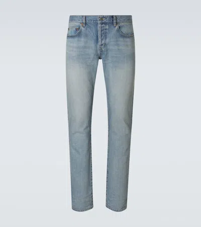 Saint Laurent Faded Slim Jeans In Blue