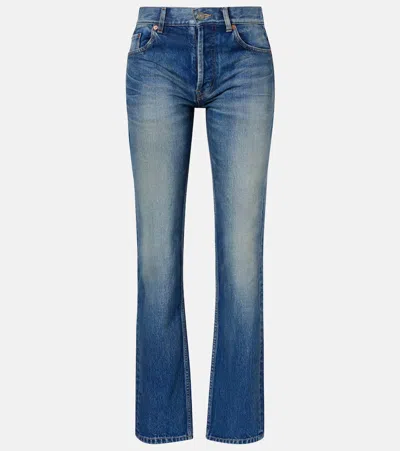 Saint Laurent Faded Straight Jeans In Blue