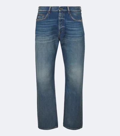 Saint Laurent Faded Straight Jeans In Animal Print