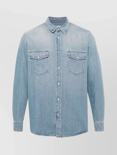 Saint Laurent Light-blue Oversize Denim Shirt In Cotton Man