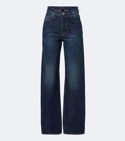 Saint Laurent Faded Wide-leg Jeans In Blau