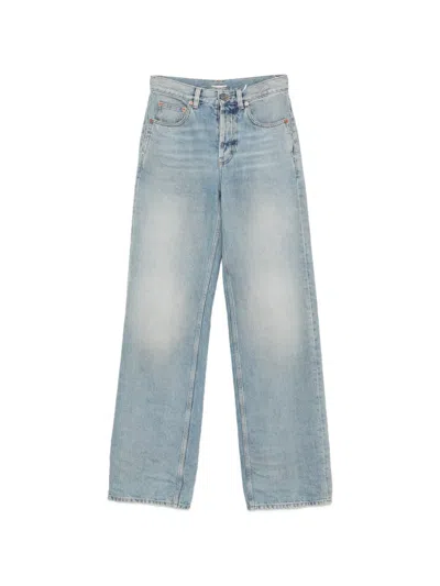 Saint Laurent Faded Wide-leg Jeans In Blue