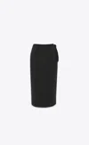 Saint Laurent Falda Shiny Negra Anudada A Cintura