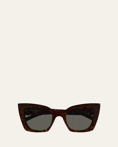 Saint Laurent Fashion Show Bio Nylon Cat-eye Sunglasses In Brown
