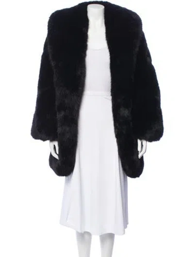 Pre-owned Saint Laurent Faux Fur Coat In Black