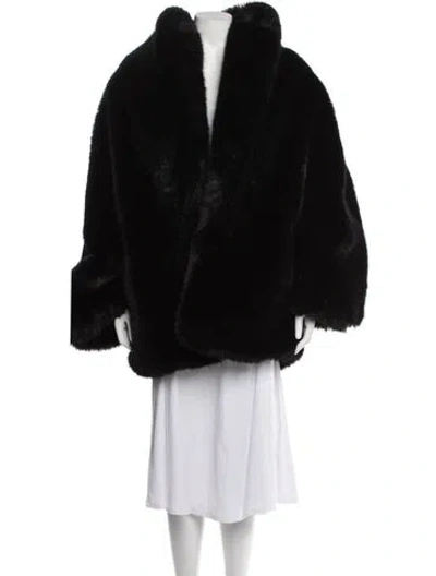 Pre-owned Saint Laurent Faux Fur Coat In Black