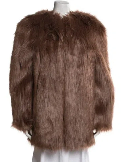 Pre-owned Saint Laurent Faux Fur Coat In Brown
