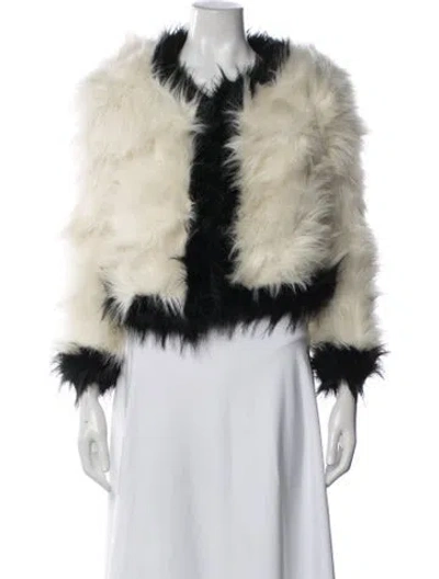 Pre-owned Saint Laurent Faux Fur Coat In Neutrals