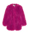 Saint Laurent Faux-fur Coat In Purple