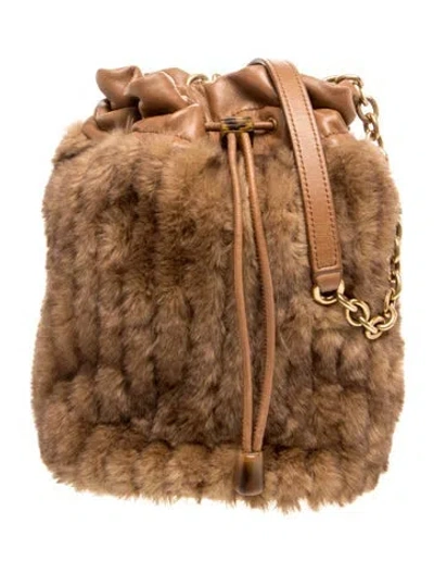 Pre-owned Saint Laurent Faux Fur Faux Fur Lambskin Small In Brown