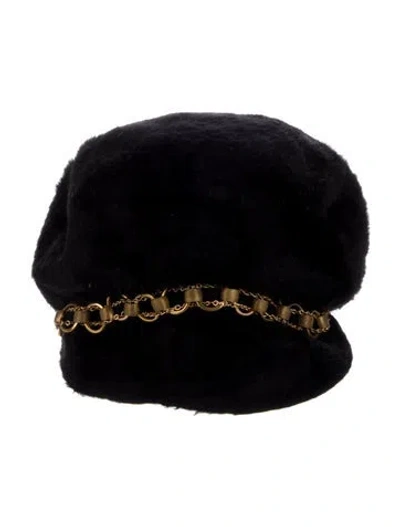 Pre-owned Saint Laurent Faux Fur Hat Vintage In Black