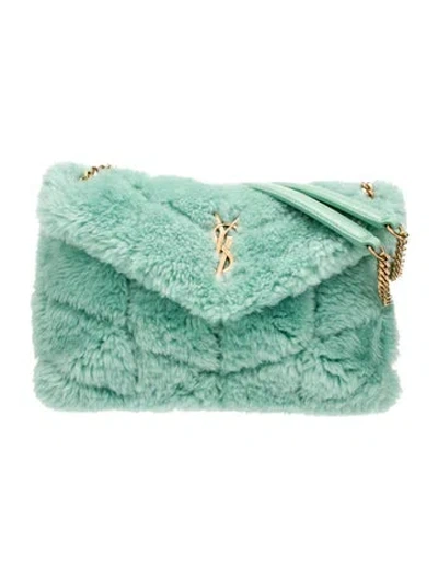 Pre-owned Saint Laurent Faux Fur Shoulder Bag In Green