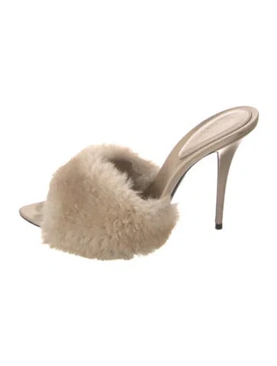 Pre-owned Saint Laurent Faux Fur Slides In Neutrals