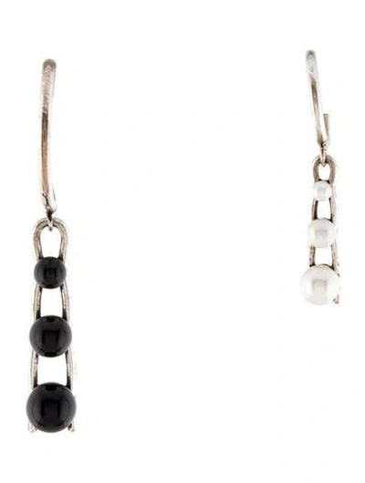 Pre-owned Saint Laurent Faux Pearl & Resin Mismatched Drop Earrings In Multi