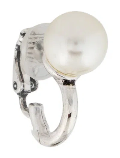 Pre-owned Saint Laurent Faux Pearl Single Earring Ear Cuff In Multi