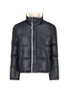 Saint Laurent Faux-shearling Semi Shiny Puffer Jacket In Black  